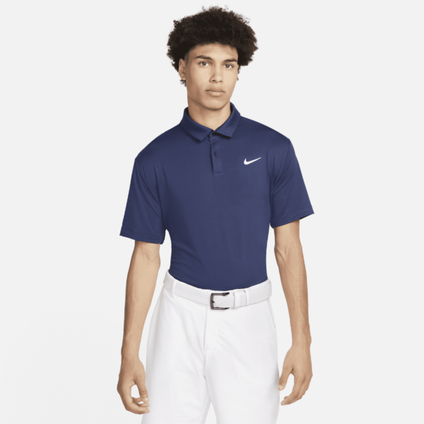 Ensfarvet Nike Dri-FIT Tour-golfpolo til mænd - blå