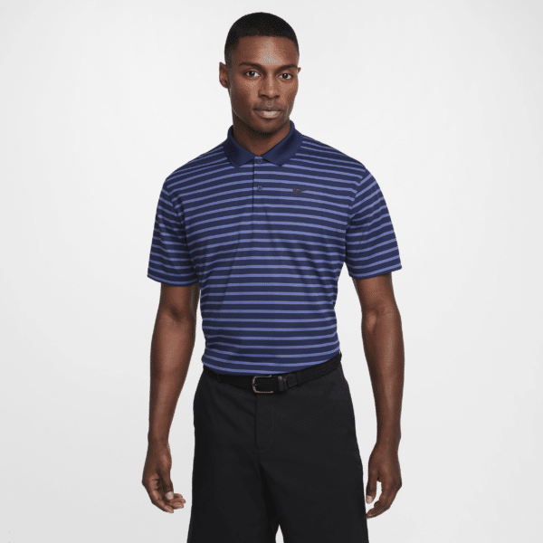 Stribet Nike Dri-FIT Victory-golfpolo til mænd - blå