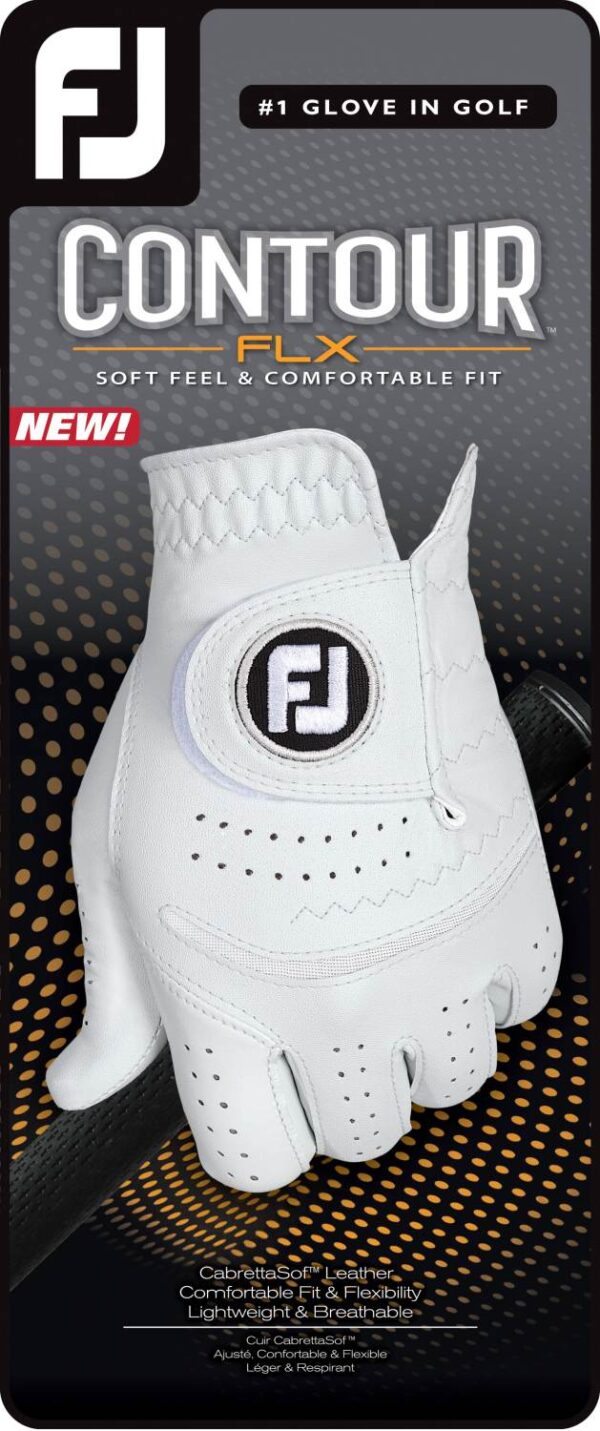 Footjoy Contour FLX Læder Herre Golfhandske - Pearl - Højre - Str. M / L