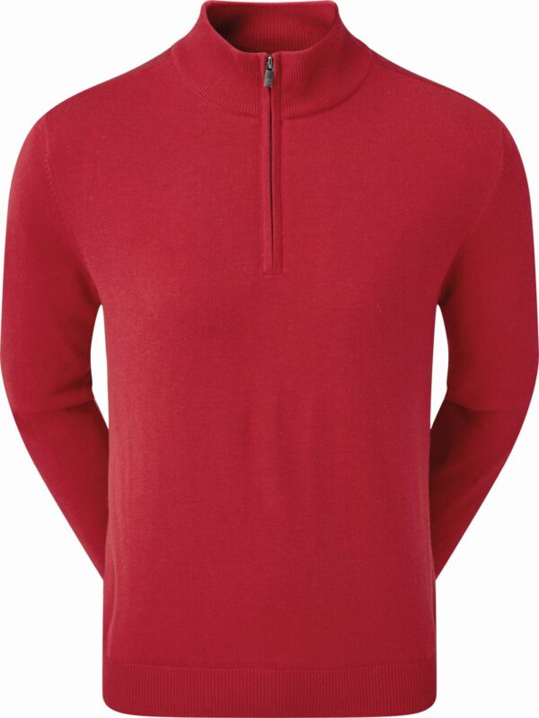 Footjoy Wool Lined 1/2 Zip Herre Pullover - Red - Str. S