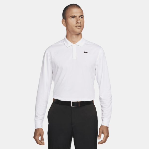 Nike Dri-FIT Victory-golfpolo med lange ærmer til mænd - hvid