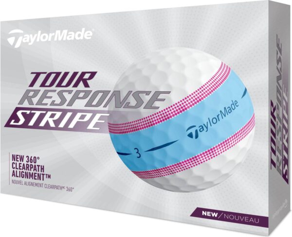 Taylormade Tour Response Stripe Golfbolde - Hvid/Blå/Pink