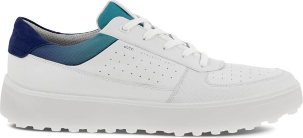 Ecco Tray (2023) Vandtætte Herre Golfsko Uden Spikes - White/White/Blue Depths/Caribbean - Str. 45 Normal