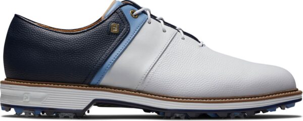 Footjoy Premiere Packard Vandtætte Herre Golfsko Med Spikes - White/Blue/Navy - Str. 39 Normal