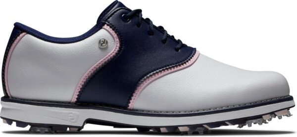 Footjoy Premiere Series (2024) Vandtætte Dame Golfsko Med Spikes - White/Navy/Pink - Str. 36 1/2 Normal