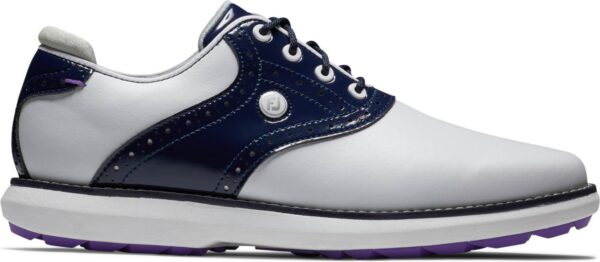 Footjoy Traditions Vandtætte Dame Golfsko Uden Spikes - White/Navy/Purple - Str. 35 Normal