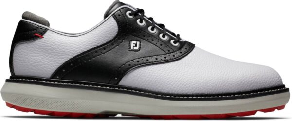 Footjoy Traditions Vandtætte Herre Golfsko Uden Spikes - White/Black/Grey - Str. 39 Normal