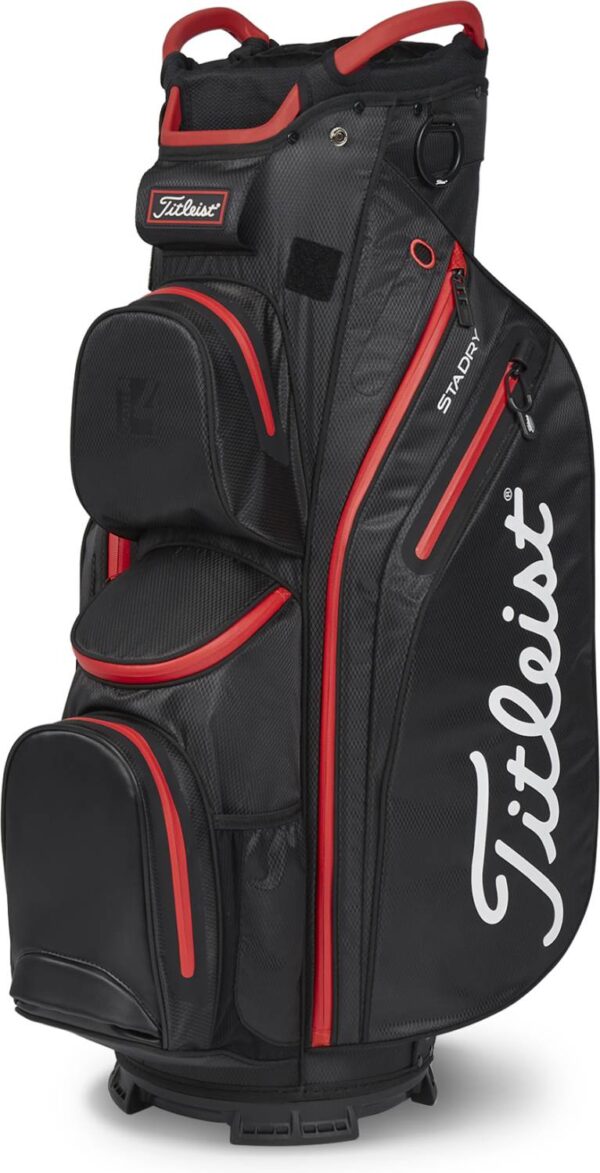 Titleist Cart 14 StaDry (2023) Vandtæt Vognbag - Black/Black/Red