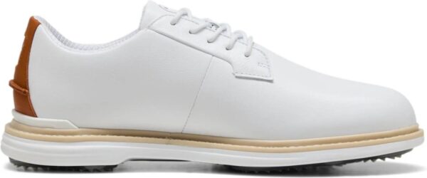 Puma ROYALE Vandtætte Herre Golfsko Med Spikes - Puma White/Leather Brown - Str. 44 1/2 Normal